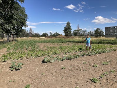 Gretchen Stelzer tends the garden