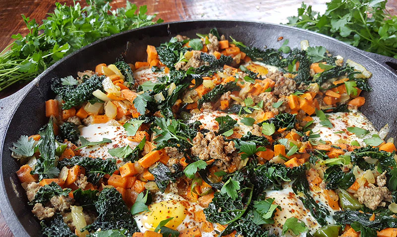 Sweet Potato Hash with Kale & Italian Sausage - Azure Standard