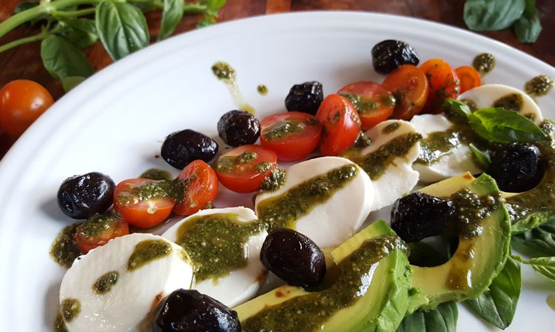 Easy Tricolore Salad with Basil Pesto Vinaigrette Azure Standard